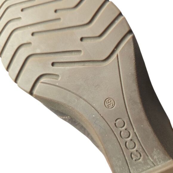 Ecco Brown Distressed Leather Shearling Lace Up Wedge Ankle Boots 36EU / US 5.5 - Picture 6 of 11